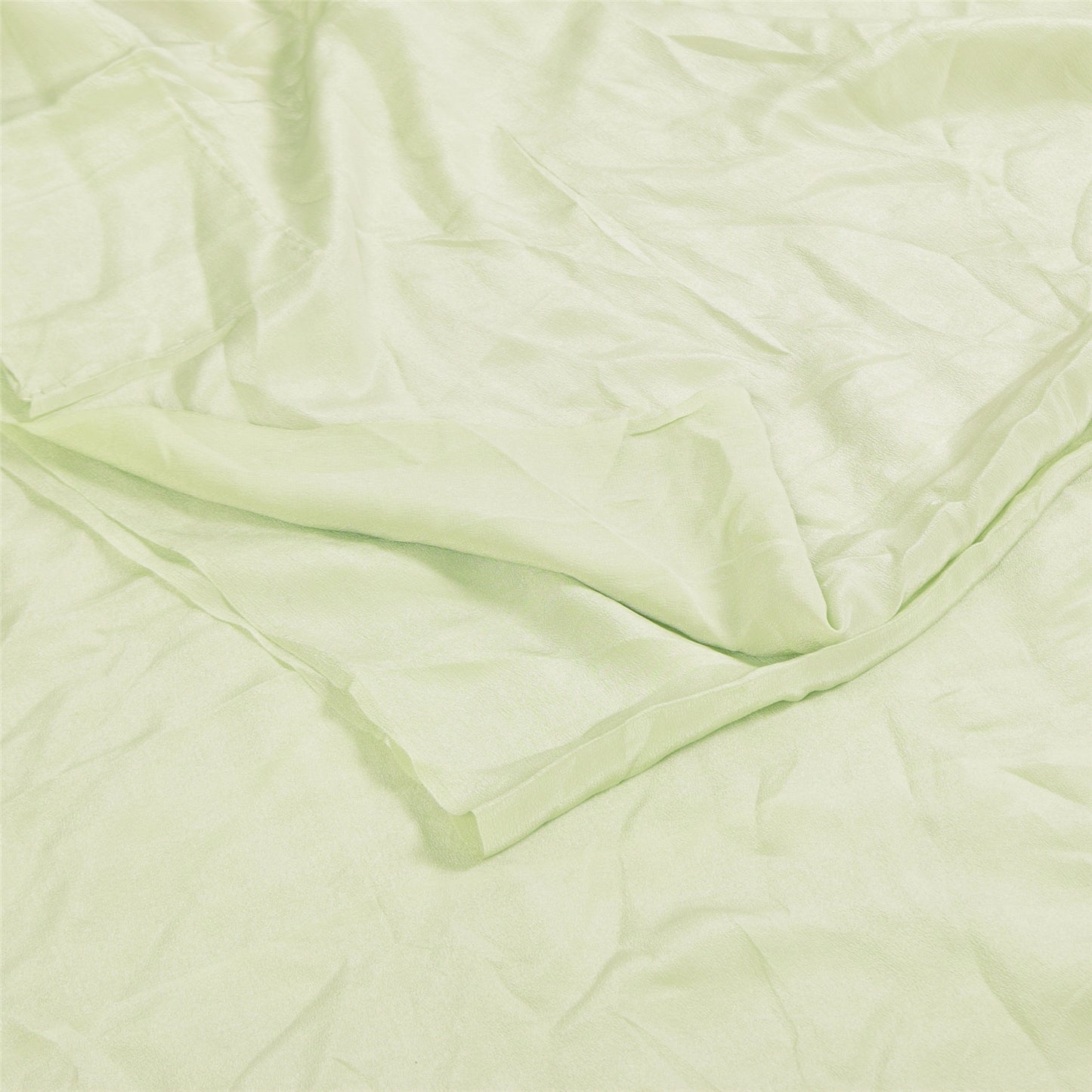 Sanskriti Vintage Sarees Pastel-Green Pure Crepe Solid Sari 5+yd Craft Sustainable Fabric