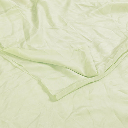 Sanskriti Vintage Sarees Pastel-Green Pure Crepe Solid Sari 5+yd Craft Sustainable Fabric