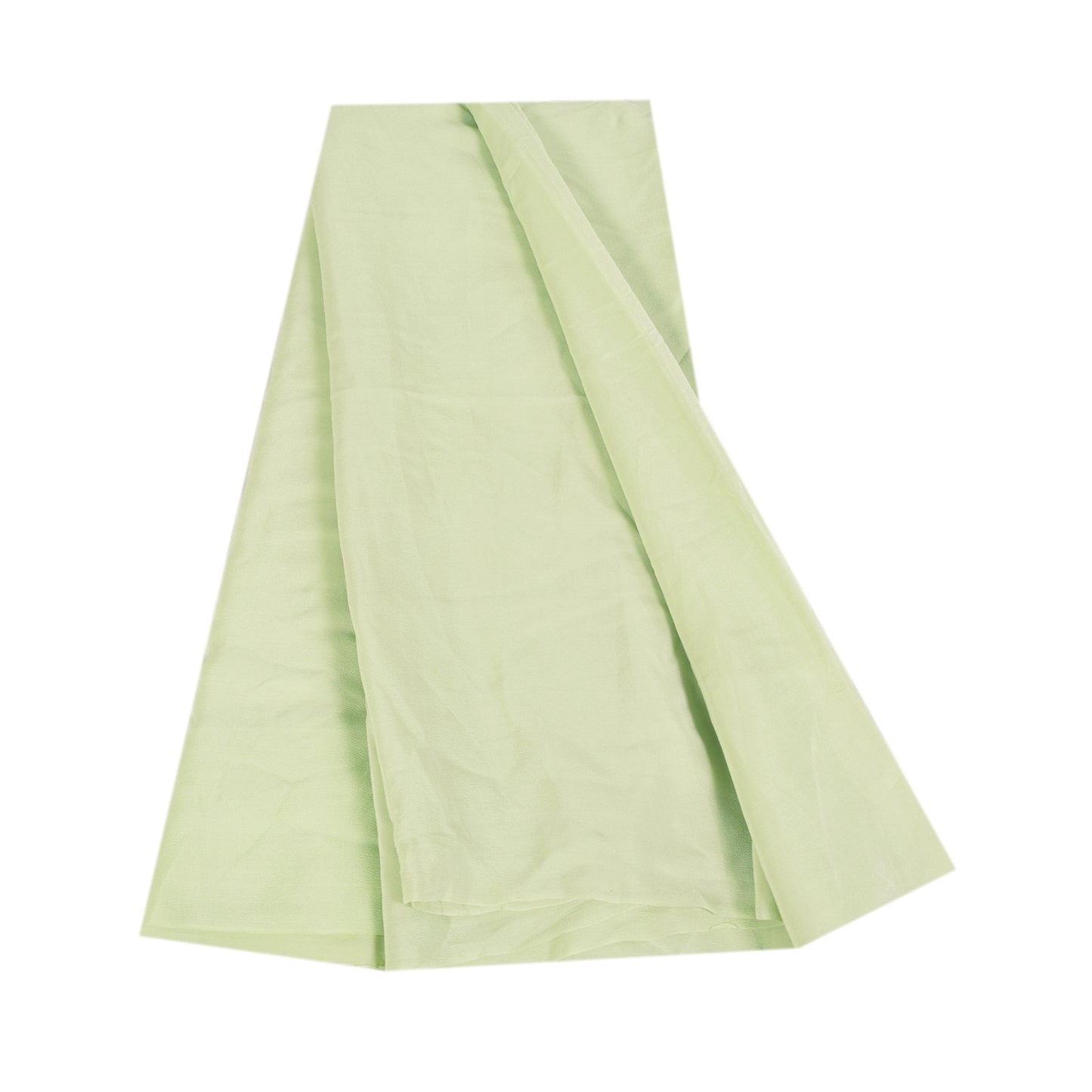 Sanskriti Vintage Sarees Pastel-Green Pure Crepe Solid Sari 5+yd Craft Sustainable Fabric