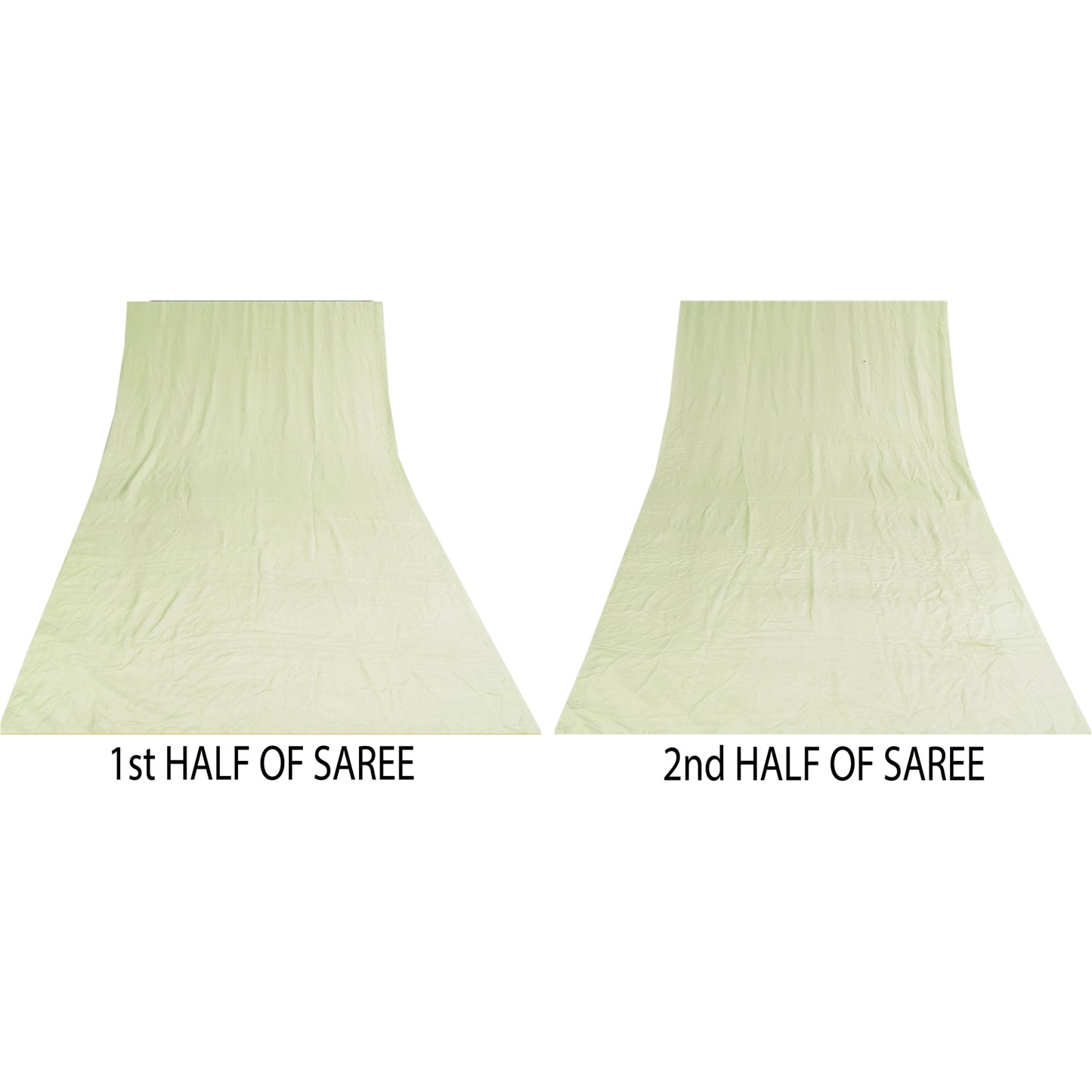 Sanskriti Vintage Sarees Pastel-Green Pure Crepe Solid Sari 5+yd Craft Sustainable Fabric