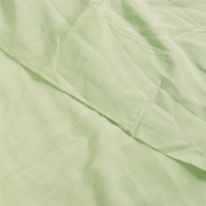 Sanskriti Vintage Sarees Pastel-Green Pure Crepe Solid Sari 5+yd Craft Sustainable Fabric