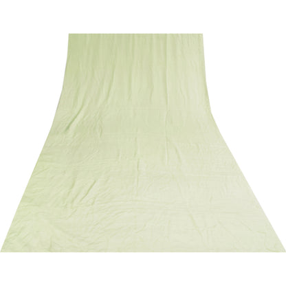 Sanskriti Vintage Sarees Pastel-Green Pure Crepe Solid Sari 5+yd Craft Sustainable Fabric
