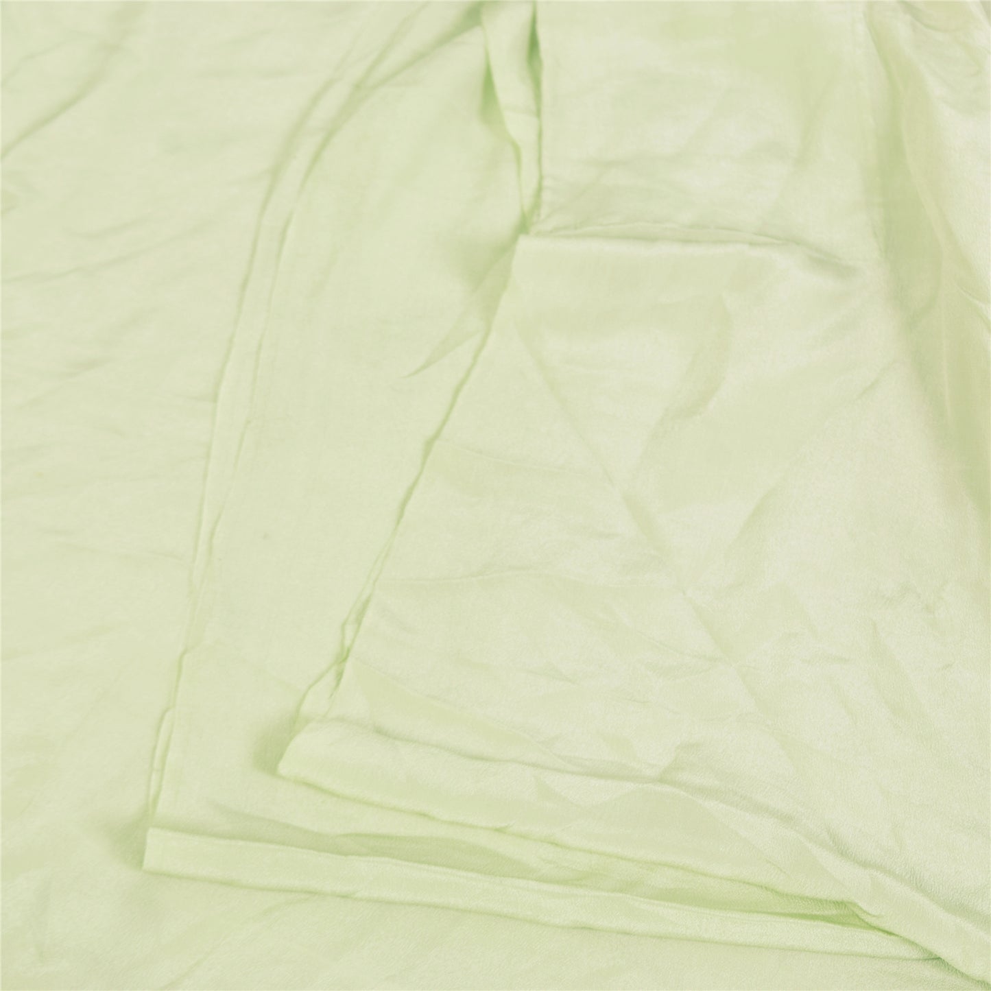 Sanskriti Vintage Sarees Pastel-Green Pure Crepe Solid Sari 5+yd Craft Sustainable Fabric