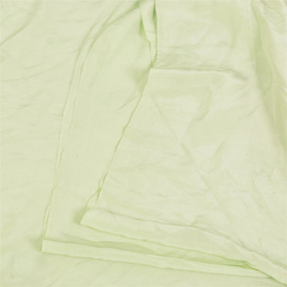 Sanskriti Vintage Sarees Pastel-Green Pure Crepe Solid Sari 5+yd Craft Sustainable Fabric