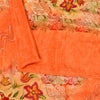 Sanskriti Vintage Sarees Orange Embroidered Printed Pure Crepe Sari 5+yd Sustainable Fabric
