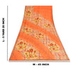 Sanskriti Vintage Sarees Orange Embroidered Printed Pure Crepe Sari 5+yd Sustainable Fabric