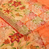 Sanskriti Vintage Sarees Orange Embroidered Printed Pure Crepe Sari 5+yd Sustainable Fabric