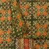 Sanskriti Vintage Sarees Green Pure Crepe Silk Printed Sari 6yd Craft Sustainable Fabric