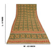 Sanskriti Vintage Sarees Green Pure Crepe Silk Printed Sari 6yd Craft Sustainable Fabric
