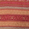 Sanskriti Vintage Sarees Red Hand Bead Pure Crepe Printed Sari 5+yd Craft Fabric