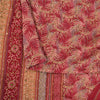 Sanskriti Vintage Sarees Red Hand Bead Pure Crepe Printed Sari 5+yd Craft Fabric