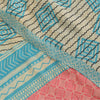 Sanskriti Vintage Sarees Ivory Pure Crepe Silk Printed Sari 5+yd Craft Fabric
