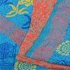 Sanskriti Vintage Sarees Blue & Orange Pure Crepe Silk Printed Sari 5+yd Sustainable Fabric