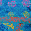 Sanskriti Vintage Sarees Blue & Orange Pure Crepe Silk Printed Sari 5+yd Sustainable Fabric