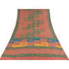 Sanskriti Vintage Sarees Pink 100%Pure Crepe Silk Printed Sari 5+yd Craft Fabric
