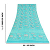 Sanskriti Vintage Sarier Blå Ren Crepe Silke Trykt Sari 5+ yard Håndværksstof