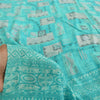 Sanskriti Vintage Sarier Blå Ren Crepe Silke Trykt Sari 5+ yard Håndværksstof