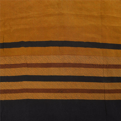 Sanskriti Vintage Black Pure Crepe Sarees Abstract Print 5.5+YD Craft FabricSari