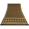 Sanskriti Vintage Sarees Brown Pure Crepe Silk Printed Sari 5+yd Craft Fabric