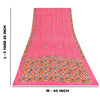 Sanskriti Vintage Sarees Pink Pure Crepe Hand Beaded Printed Sari 5+yd Fabric