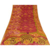 Sanskriti Vintage Sarees Red & Yellow Pure Crepe Printed Sari 5+yd Craft Sustainable Fabric