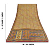 Sanskriti Vintage Sarees Cream Pure Crepe Silk Printed Sari 5+yd Craft Sustainable Fabric