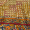 Sanskriti Vintage Sarees Cream Pure Crepe Silk Printed Sari 5+yd Craft Sustainable Fabric