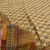 Sanskriti Vintage Sarees Cream Pure Crepe Silk Printed Sari 5+yd Craft Sustainable Fabric