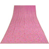 Sanskriti Vintage Sarees Pink Hand Beaded Suzani 100%Pure Crepe Sari 5+yd Sustainable Fabric