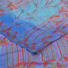 Sanskriti Vintage Sarees Blue & Orange Pure Crepe Silk Printed Sari 5+yd Sustainable Fabric
