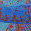 Sanskriti Vintage Sarees Blue & Orange Pure Crepe Silk Printed Sari 5+yd Sustainable Fabric