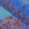 Sanskriti Vintage Sarees Blue & Orange Pure Crepe Silk Printed Sari 5+yd Sustainable Fabric