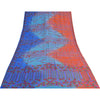 Sanskriti Vintage Sarees Blue & Orange Pure Crepe Silk Printed Sari 5+yd Sustainable Fabric