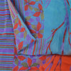 Sanskriti Vintage Sarees Blue & Orange Pure Crepe Silk Printed Sari 5+yd Sustainable Fabric