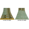 Sanskriti Vintage Sarees Green & Ivory Pure Crepe Printed Sari 5+yd Craft Sustainable Fabric