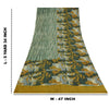 Sanskriti Vintage Sarees Green & Ivory Pure Crepe Printed Sari 5+yd Craft Sustainable Fabric