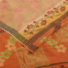 Sanskriti Vintage Sarees Orange Pure Crepe Silk Printed Sari 5+yd Craft Sustainable Fabric