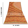 Sanskriti Vintage Sarees Orange Pure Crepe Silk Printed Sari 5+yd Craft Sustainable Fabric