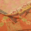 Sanskriti Vintage Sarees Orange Pure Crepe Silk Printed Sari 5+yd Craft Sustainable Fabric