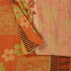 Sanskriti Vintage Sarees Orange Pure Crepe Silk Printed Sari 5+yd Craft Sustainable Fabric