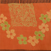Sanskriti Vintage Sarees Orange Pure Crepe Silk Printed Sari 5+yd Craft Sustainable Fabric