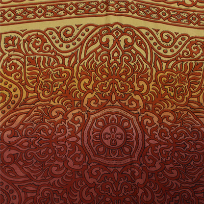 Sanskriti Vintage Sarees Plum 100%Pure Crepe Silk Printed Sari 5+yd Craft Sustainable Fabric