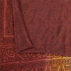 Sanskriti Vintage Sarees Plum 100%Pure Crepe Silk Printed Sari 5+yd Craft Sustainable Fabric