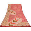 Sanskriti Vintage Sarees Pink 100%Pure Crepe Silk Printed Sari 5+yd Craft Sustainable Fabric