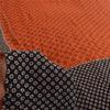 Sanskriti Vintage Sarees Orange Pure Crepe Silk Printed Sari 5+yd Craft Sustainable Fabric