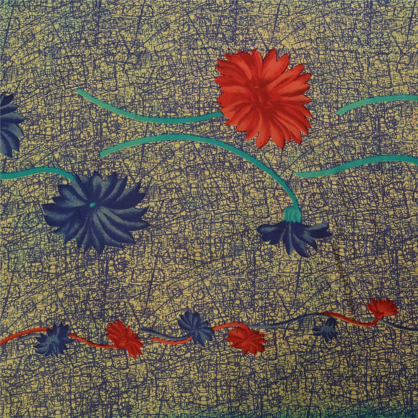 Сари Sanskriti Vintage, сари цвета слоновой кости и синего цвета, чистый креп, напечатанный, 5+ ярдов, ткань для рукоделия из экологически чистой ткани