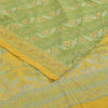 Sanskriti Vintage Sarees Green Pure Crepe Silk Printed Sari 6yd Craft Sustainable Fabric