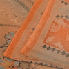 Sanskriti Vintage Sarees Orange Pure Crepe Silk Printed Sari 5+yd Craft Sustainable Fabric