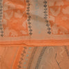 Sanskriti Vintage Sarees Orange Pure Crepe Silk Printed Sari 5+yd Craft Sustainable Fabric