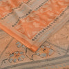 Sanskriti Vintage Sarees Orange Pure Crepe Silk Printed Sari 5+yd Craft Sustainable Fabric